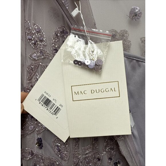 Mac Duggal Size 20 Purple 93633 Long Sleeve Sequin Beaded Midi Cocktail Dress - Picture 14 of 14